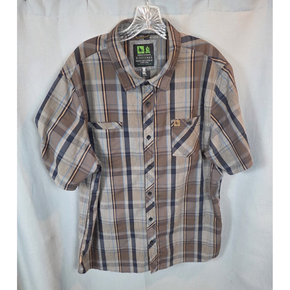 HippyTree Nomad Division Men's Brown Plaid Button Up Size 2XL